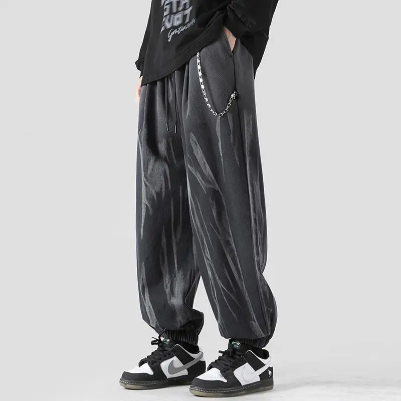 

2023 Autumn Mens Fashion Black Streetwear Korea Jeans Men Print Low Rise Baggy Jeans Trousers Straight Hip Hop Denim Pants