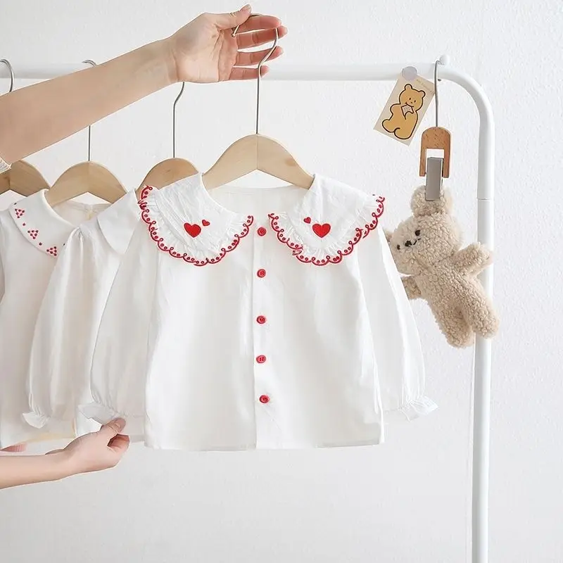 

Laura Kors Arrivals Spring Children Long Sleeve Single Breasted Print Heart Girls Children T-shirt Child Tops Clothes 18M-7T