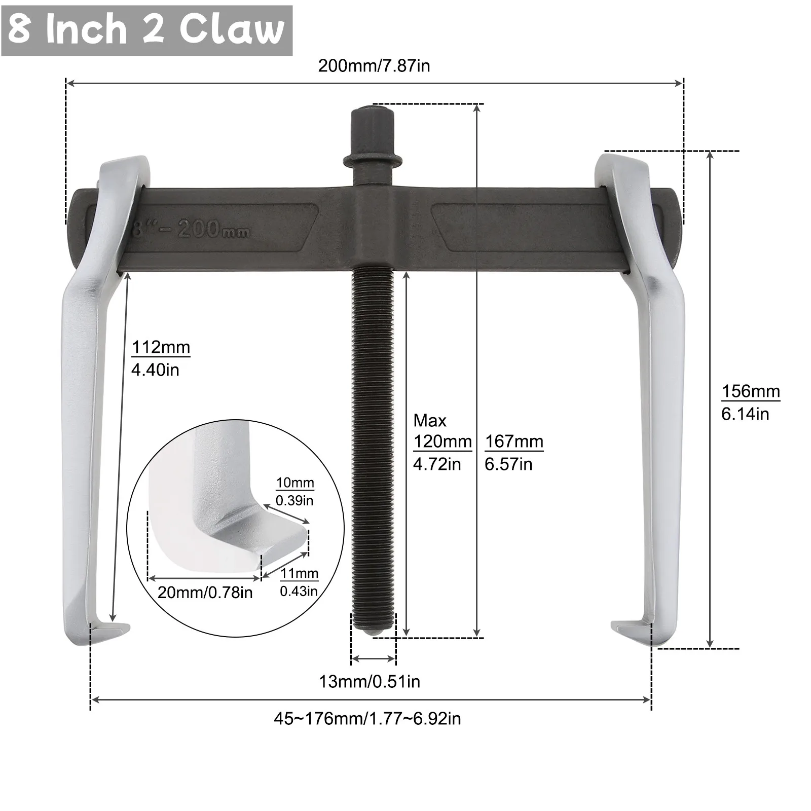 

6/8-дюймовый съемник внутреннего подшипника автомобиля, отдельное подъемное устройство, усиление двух когтей, съемник челюстей, экстрактор, инструменты для удаления авторемонта