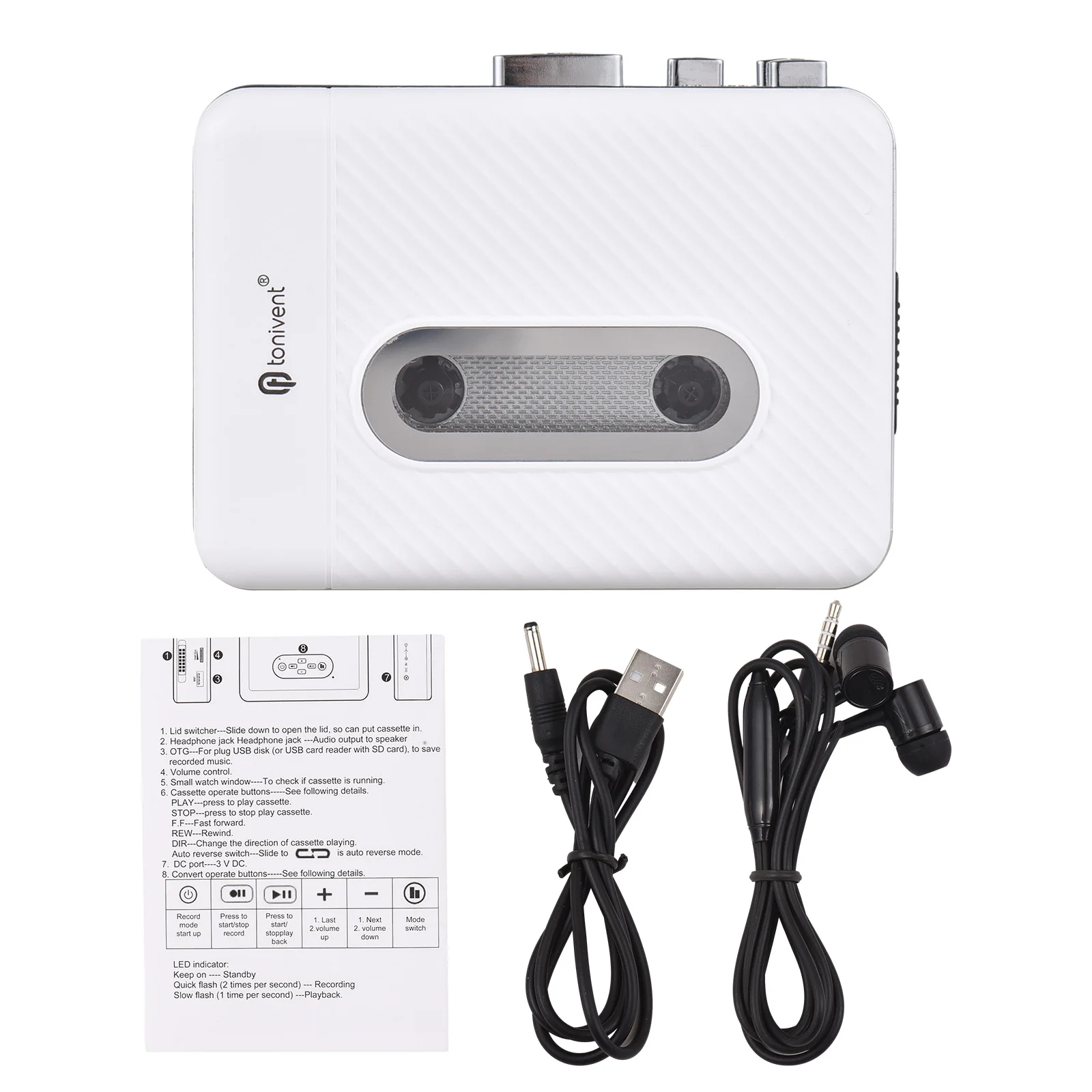 

TONIVENT USB tape drive to MP3 player cassette player plug and play shipped without battery