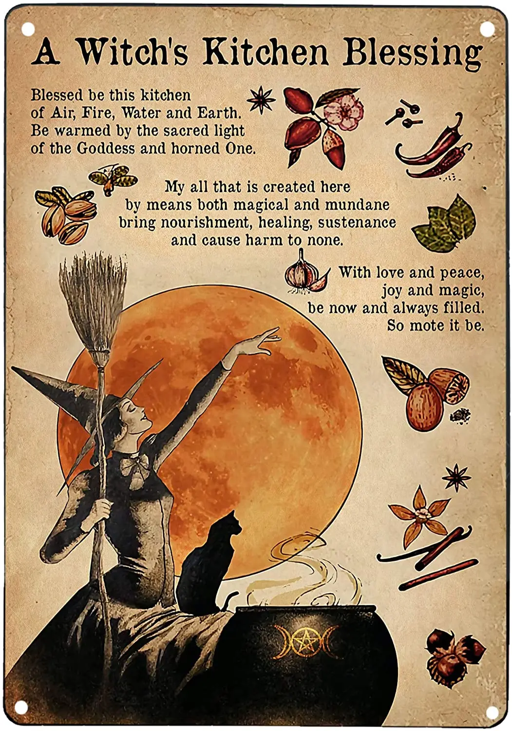 

Pozino Witch Tin Sign A Witch's Kitchen Blessing Kitchen Witchery Wall Art Witches Art Print Gothic Girl Print Magic Lover Gift