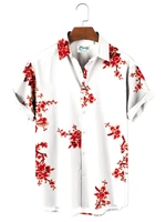 2022 cotton flower hawaiian shirt man loose breathable summer casual mens shirts streetwear beach male shirt short sleeve tops