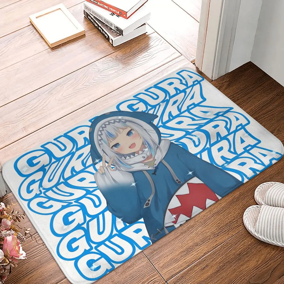 

Gawr Gura Design Hololive Production Fictitious Virtual Youtuber Vtuber Non-slip Doormat Carpet Bath Bedroom Mat Welcome Indoor