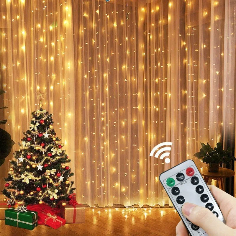 

6M LED Curtain Garland on The Window USB String Lights Fairy Festoon Remote Control Christmas Wedding Decorations for Home Room