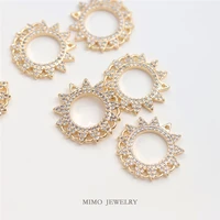 mimo jewelry copper plated real gold micro inlaid zircon sun shaped ring connecting ring pendant diy manual accessory