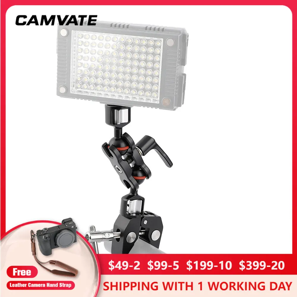 

CAMVATE Super Clamp плоскогубцы зажим + шарнирный магический рычаг с двойной поворотной шаровой головкой на 360 ° с 1/4 "-20 барашковым винтом