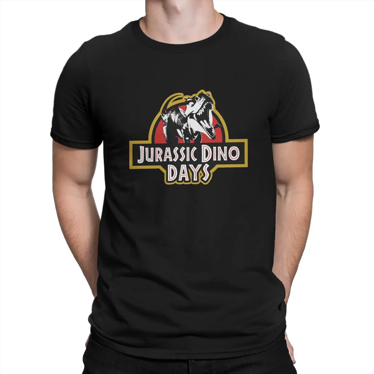 

Dino Days Man's TShirt Jurassic Park Dinosaurs Film Crewneck Short Sleeve T Shirt Funny Gift Idea