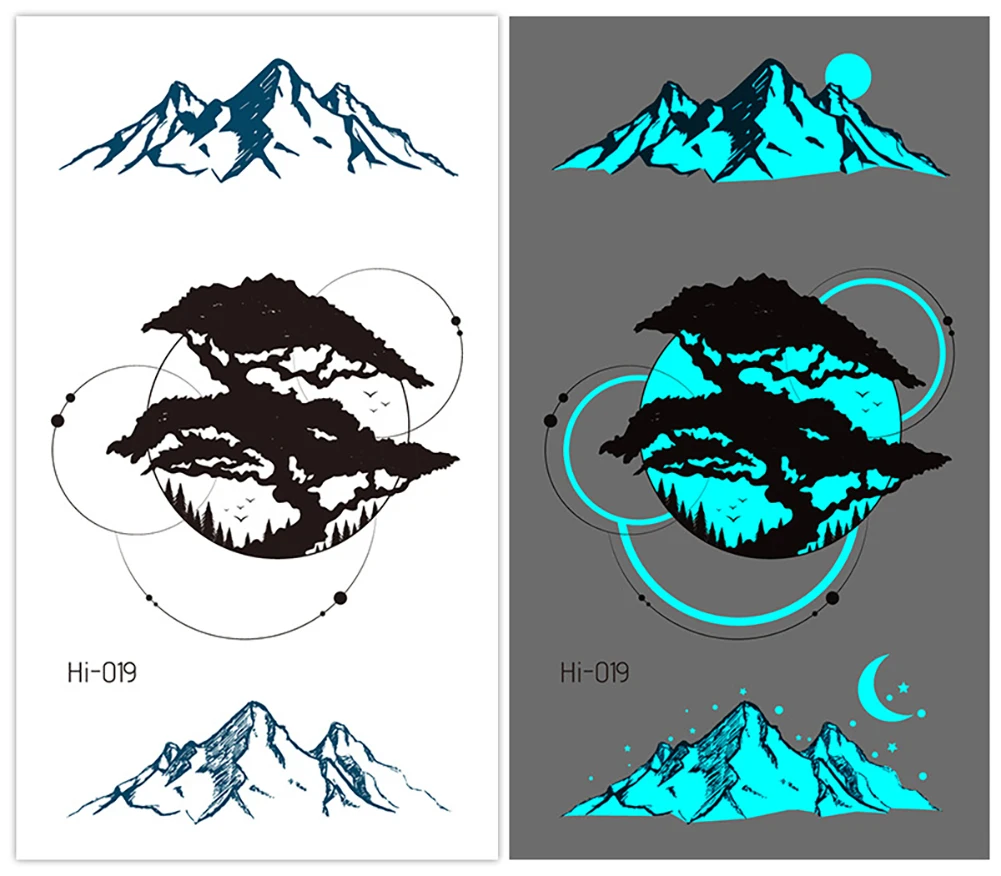 

1 шт., водостойкая временная татуировка, синяя светящаяся татуировка, наклейки на запястье, искусственная татуировка для боди-арта, маленькие свежие татуировки с животными, наклейки
