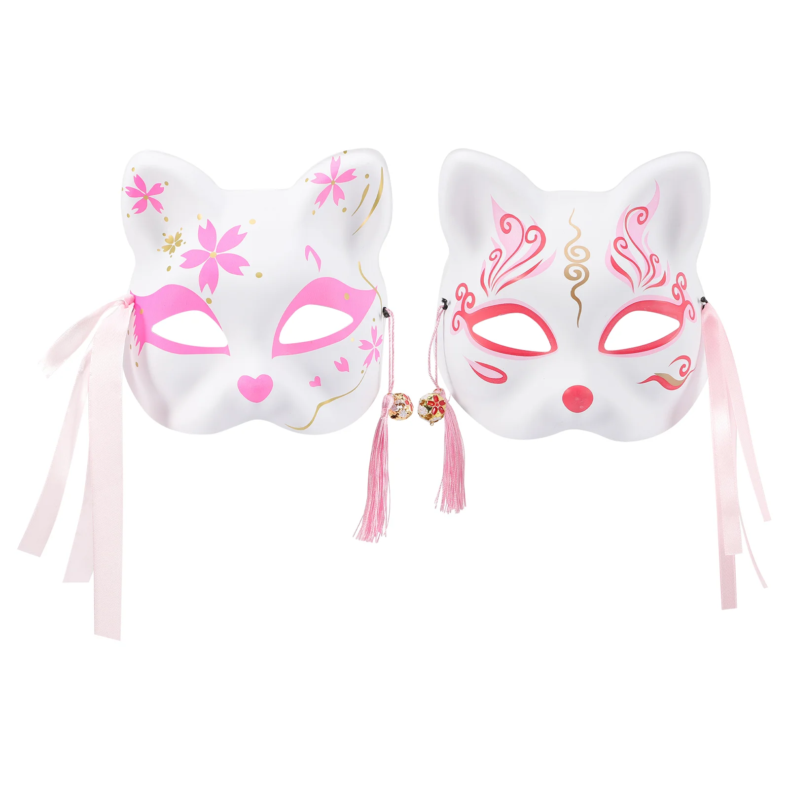 

2 Pcs Cat Mask Cosplay Japanese Style Festival Decoration Costume Masks Make Plastic Half Face Masquerade