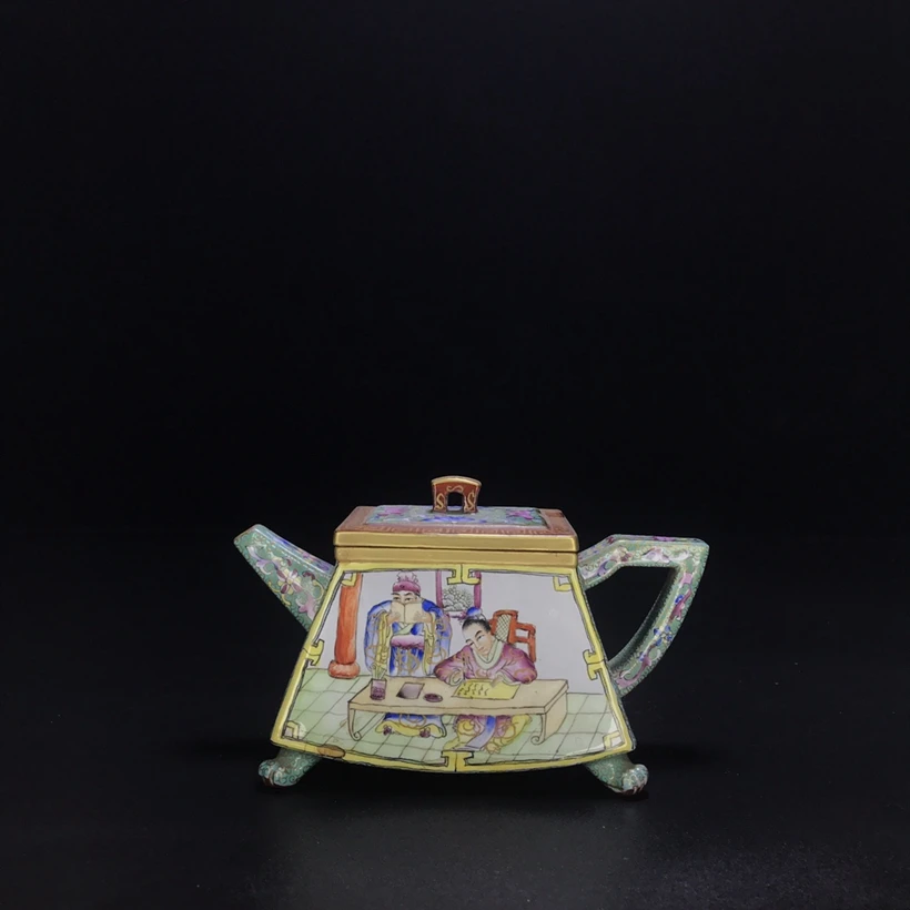 

Chinese Yixing Tea Pot Handmade Purple Clay Zisha Liter Square Pot Teapot Raw Ore Emperor Qianlong 320cc