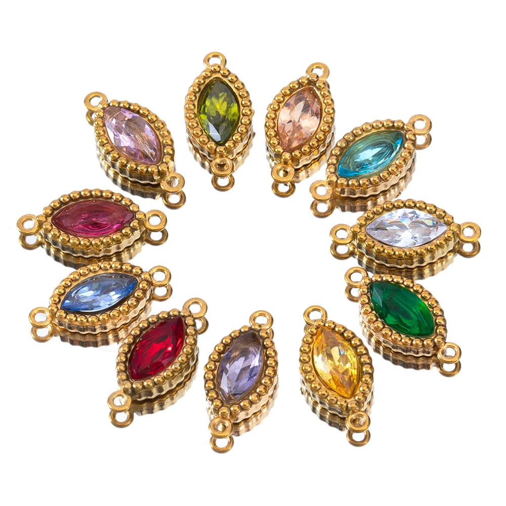 10 шт. овальный кулон из нержавеющей стали с 2 отверстиями циркон форма конского