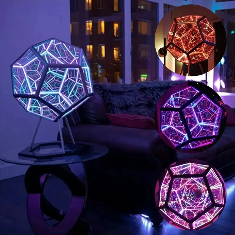 Новинка ночная лампа бесконечность Dodecahedron художественная декоративные огни