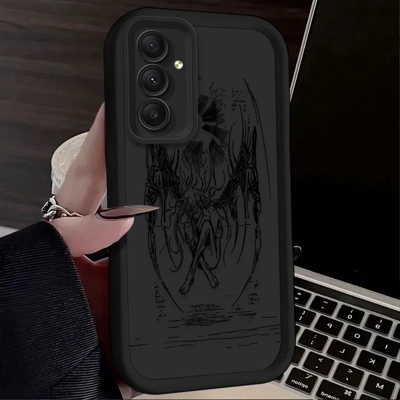 Retro Punk Black Angel Soft Case for Samsung Galaxy A35 A55 A15 A25 A16 A06 A05 A05S A24 A13 A23 A12 A22 A32 A52 A71 A51 4G Etui