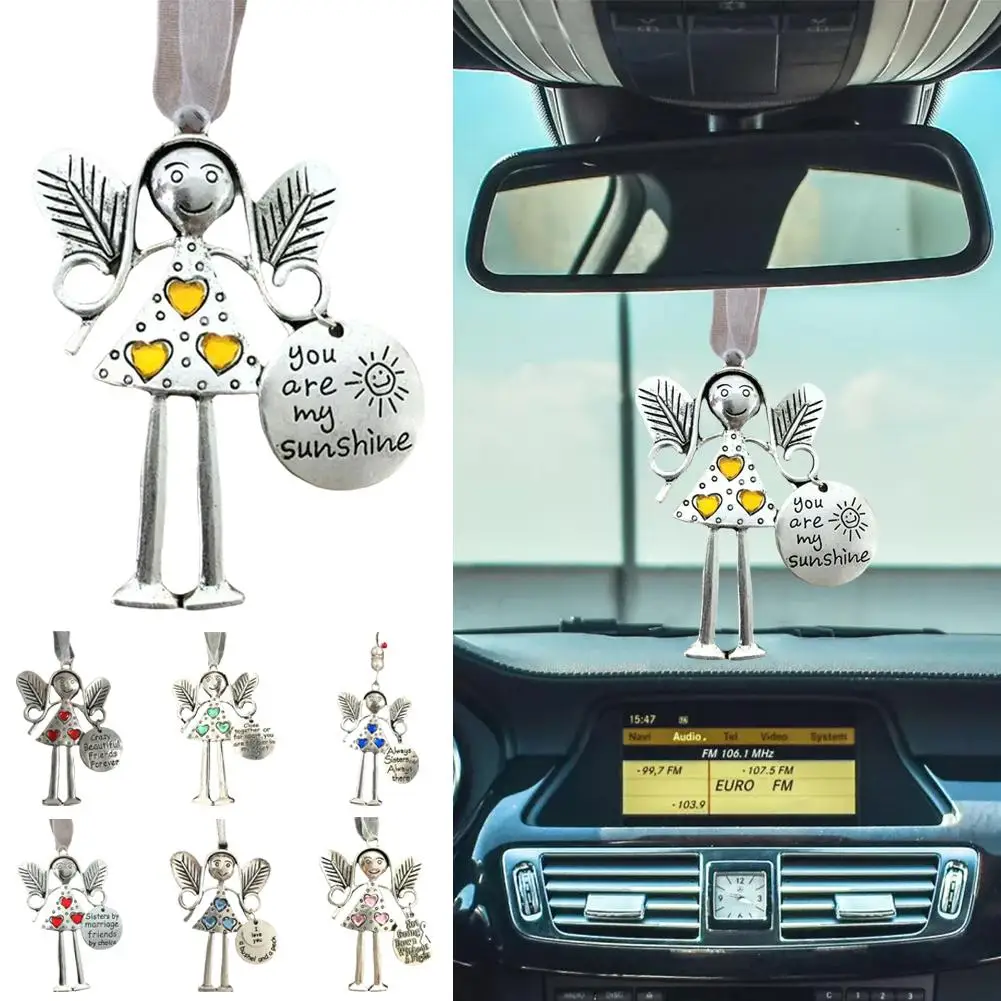 Мультяшный ангел авто зеркало заднего вида украшение интерьера отчетанная