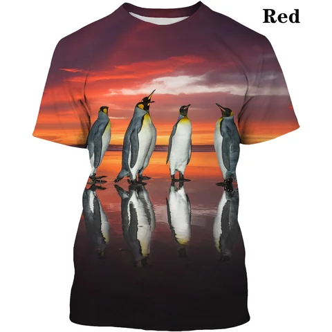 Женская футболка с коротким рукавом, круглым вырезом и принтом пингвина