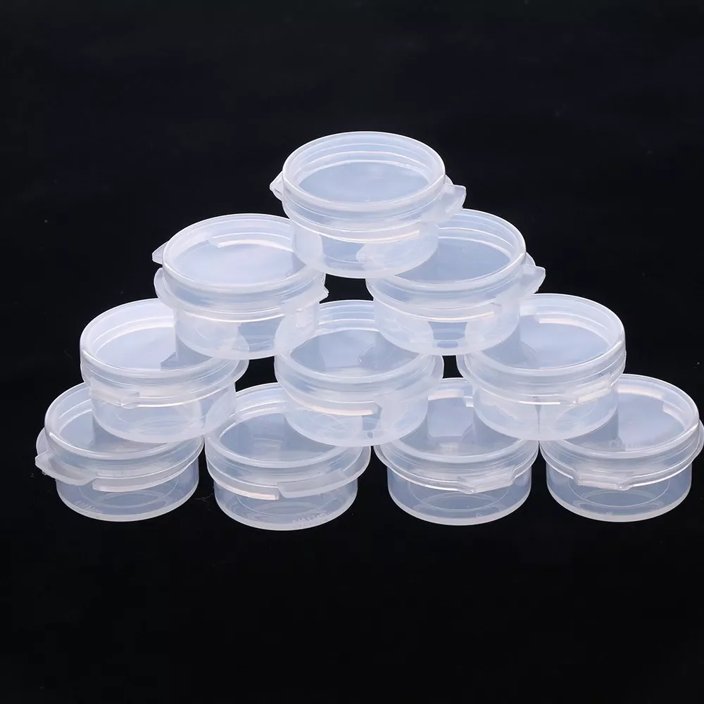 

10pcs/Lot 5g Sample Clear Cream Jar Mini Cosmetic Bottles Containers Transparent Pot For Nail Arts Small Clear Can Tin For Balm