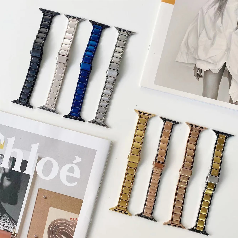 Slim Wristband for Apple Watch Band 8 7 6 5 4 Se 41mm 45mm 40mm 44mm Women Steel Strap for IWatch Ultra 49mm 38mm 42mm Bracelet