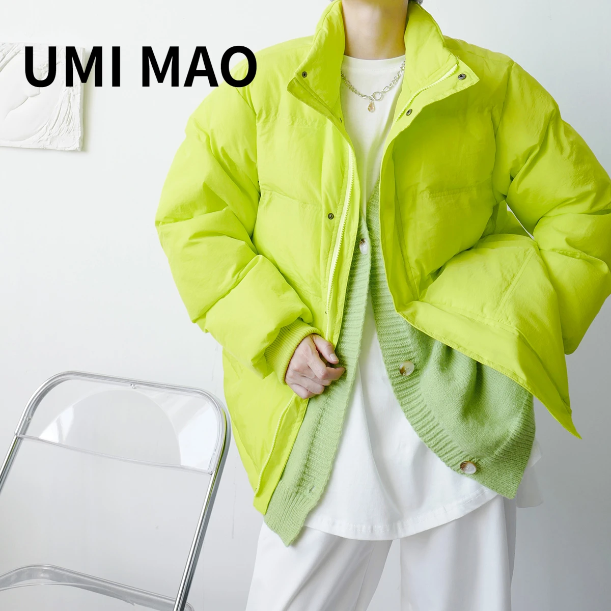 

UMI MAO Yamamoto Dark Men Women Winter Korean Niche Stand-up Collar Thickened Coat Short Design Sense Loose Hundred Jacket Y2K