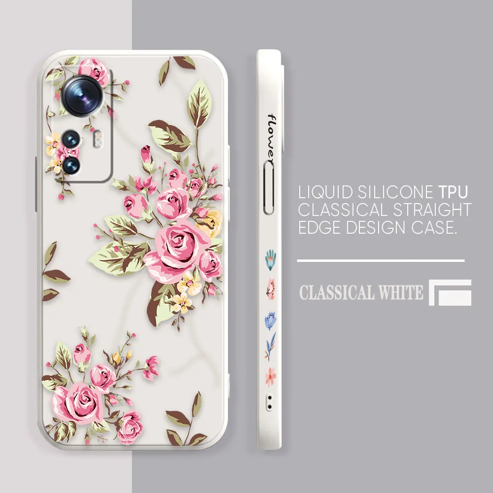 Phone Case For Xiaomi 13 12 12T 12S 11 11T 10 10S 9 Pro Ultra Lite Colour Case Cover Funda Cqoue Shell Capa Pretty Pink Flowers