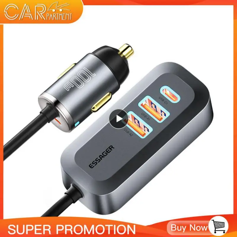 

Mobile Power Loader Intelligent Identification Chip Portable Usb Car Charger 4-port Usb C-type Fast Charger Car Accessories