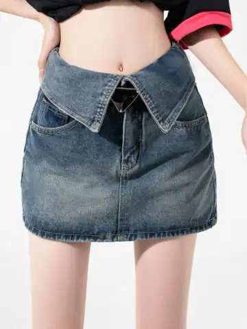 Bule Vintage Elegant Denim Skirt Women Bodycon Y2k Designer Party Mini Skirt Female High Waist Korean Style Casual Skirt 2023