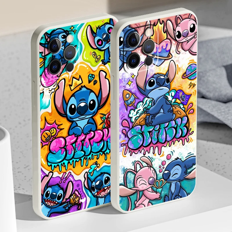 

Oil Painting Art Stitch Cute Liquid Rope Cover Phone Case For Apple iPhone 14 13 12 Mini 11 XS Pro Max X XR Plus SE 2020 Funda