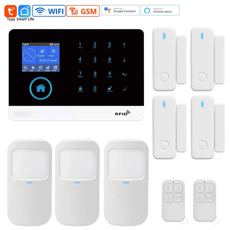 Alarm System Smart Tuya Home Security Wireless LCD Touch Keyboard Wifi GSM Alarm System PG103 433MHz Detectors APP Control Kit