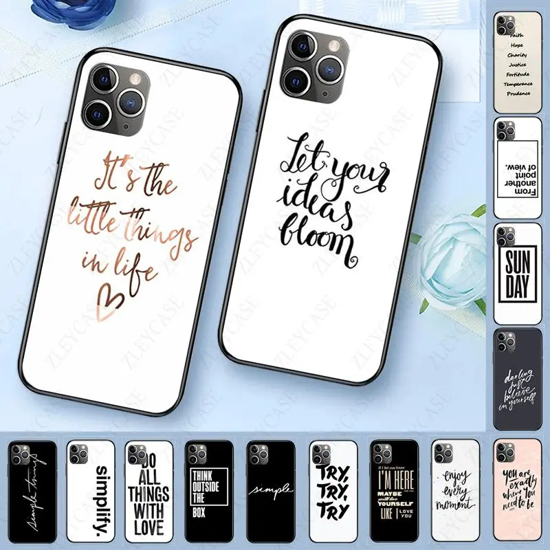 

Cover For iphone 12pro 13pro 14PLUS 11pro max 5s SE 6s 7 8plus x xr xsmax 13mini cases Simple English word phrase inspirational