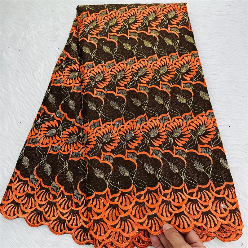

Швейцарская Кружевная Ткань 5 ярдов, новейшая Тяжелая вышивка бисером, африканская 100% хлопчатобумажная ткань, швейцарская вуаль, кружево, популярный Дубайский стиль HL09031