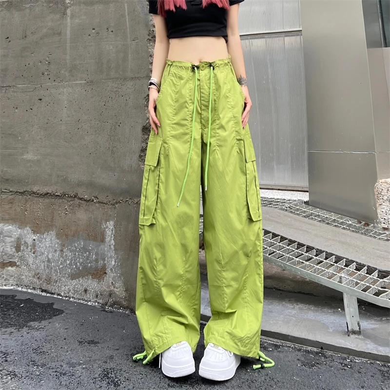 2022 Korean Fashion Ins Personality Loose Wide-leg Retro Street Pants Women All-match Beam-foot Overalls Trousers
