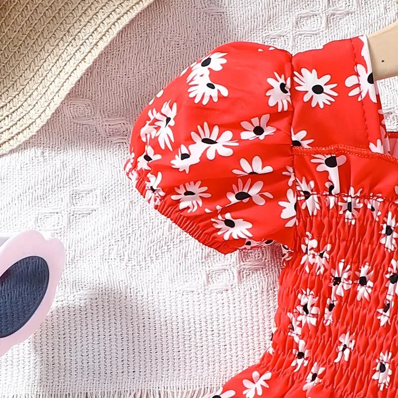 Летнее Клетчатое Хлопковое Платье Для Маленьких Девочек С Короткими Пышными