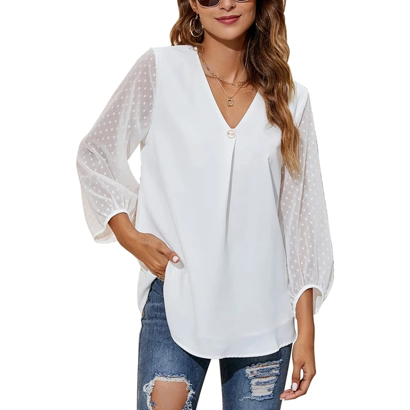 

Женская деловая рубашка с манжетами и рукавом 3/4