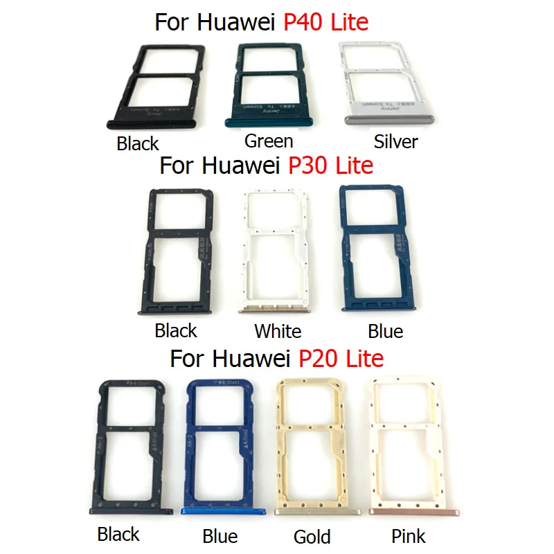 SIM Card Chip Tray For Huawei P20 P30 P40 Lite New Phone Micro SD SIM Card Slot Holder Adapter Replace Repair Parts With Pin
