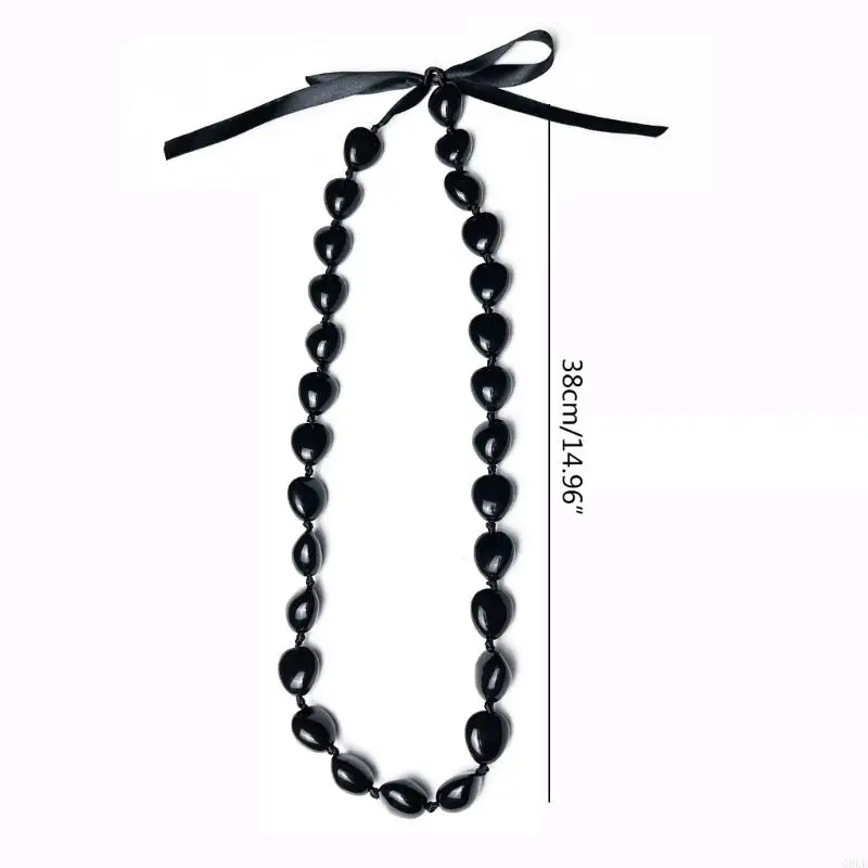 Q0KE Выпускной Черный Орех Кукуи Лейс Ожерелье Лента Галстук-Бабочка Застежка