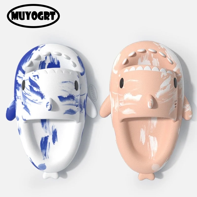 

Shark Slippers Women Summer Sandals 2022 New Print Shark Slides Flip Flops Men Shoes Home Anti-Skid Couple Indoor House Slides