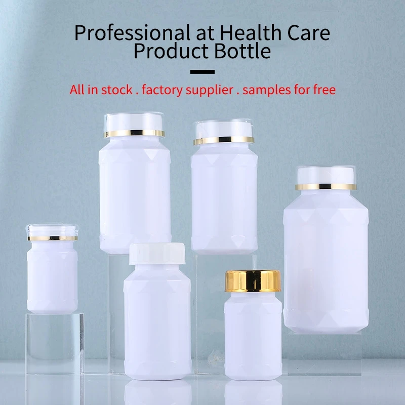 

CUSTOM Plastic White Health Products Bottles PET Pill Capsule Vitamin Tablets Large Medicine Bottle Empty Containers for Pills