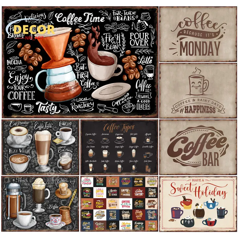 

Retro Coffee Metal Tin Sign Poster for Painting Picture Printing Art Aesthetic Houses Decorations Home Decoration Room Decor