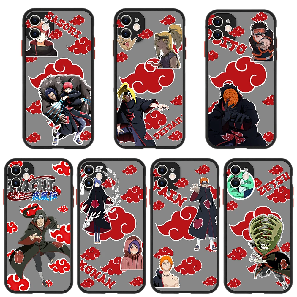 

Naruto Akatsuki Team For iPhone 13 Pro Max Bumper Clear Phone Case For iPhone 12 11 Pro Max XR X XS 7 8 Plus Silicon Matte Cover