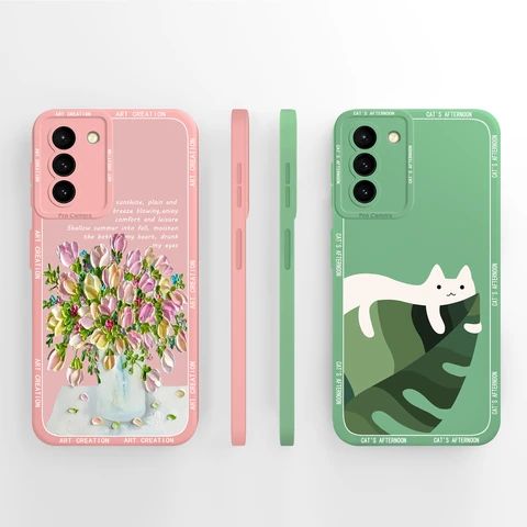 Чехол для Samsung S21 FE в художественном стиле с полным покрытием, мягкие жидкие силиконовые чехлы для телефонов Galaxy S21 S21FE, защитные чехлы