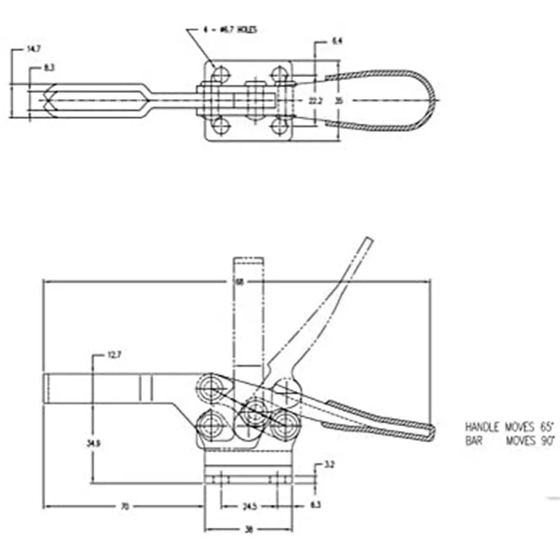 Быстросъемный горизонтальный рычажный зажим резиновый наконечник-удерживающий
