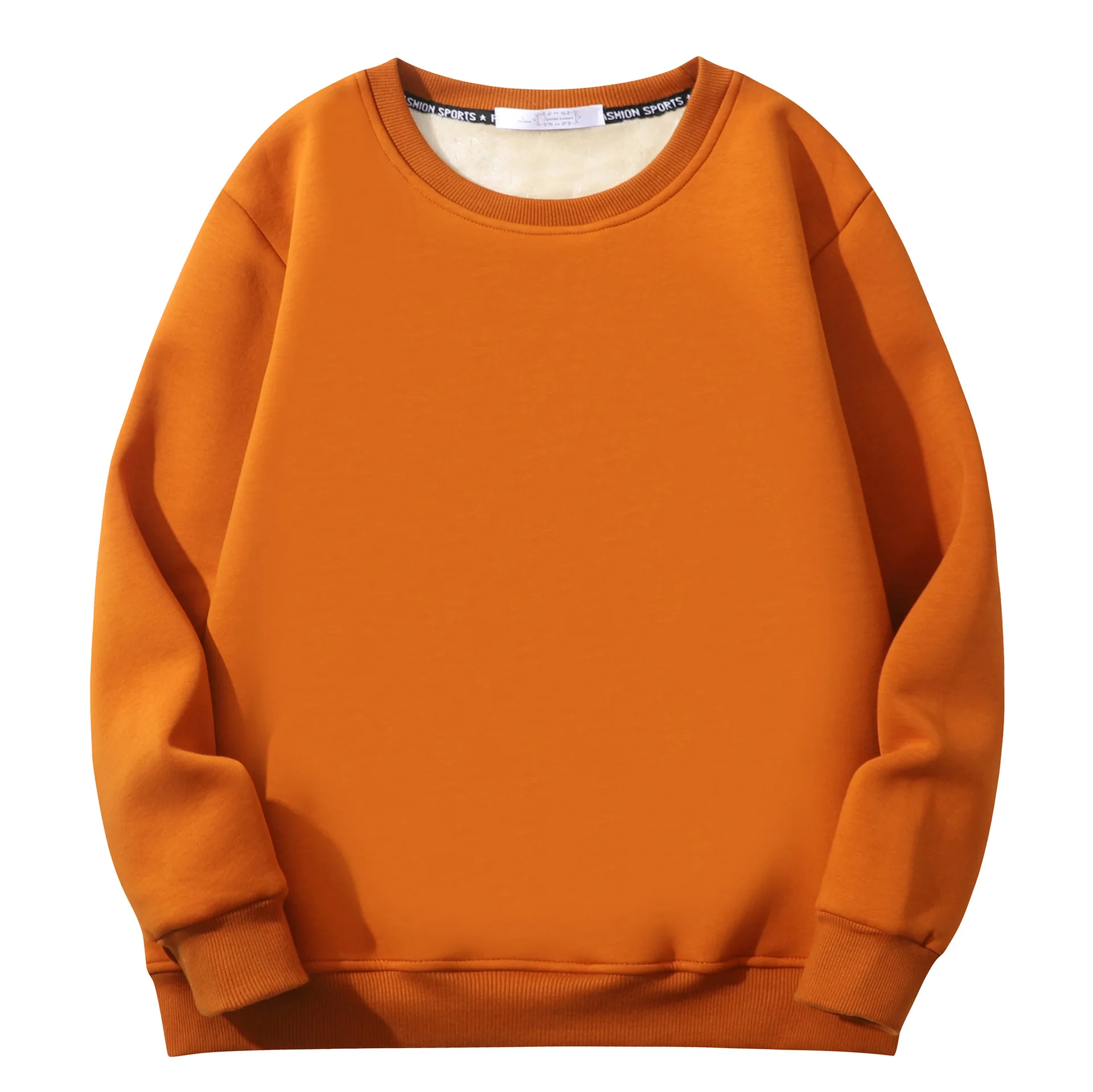 

Autumn Winter gram heavy solid color men's and women's printable round neck sweater thickened cashmere loose cashmere sweater