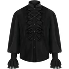 Мужская Пиратская рубашка, костюм вампира, эпохи викторианской эпохи, стимпанк, готика, с оборками, средневековый костюм для косплея на Хэллоуин, одежда, рубашка, топы