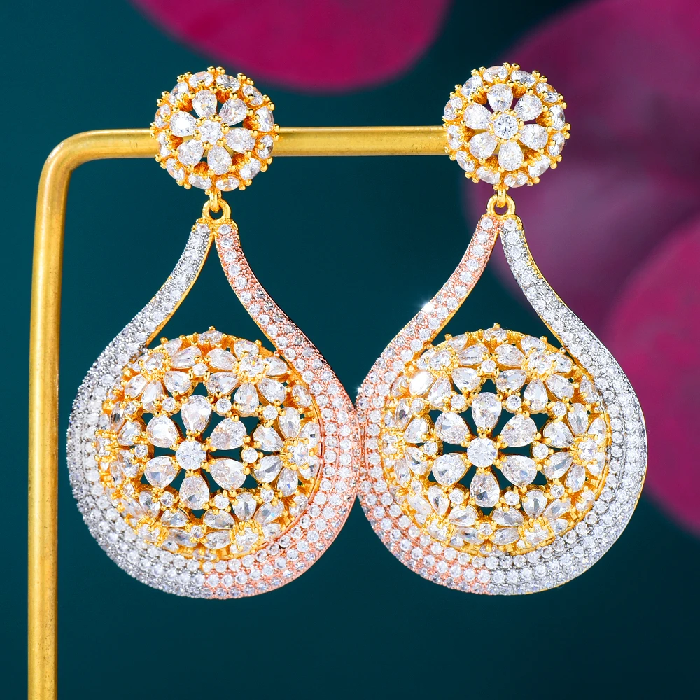 

Модные фирменные цветные серьги с геометрическим цирконием для женщин, свадебные ювелирные изделия из Дубая