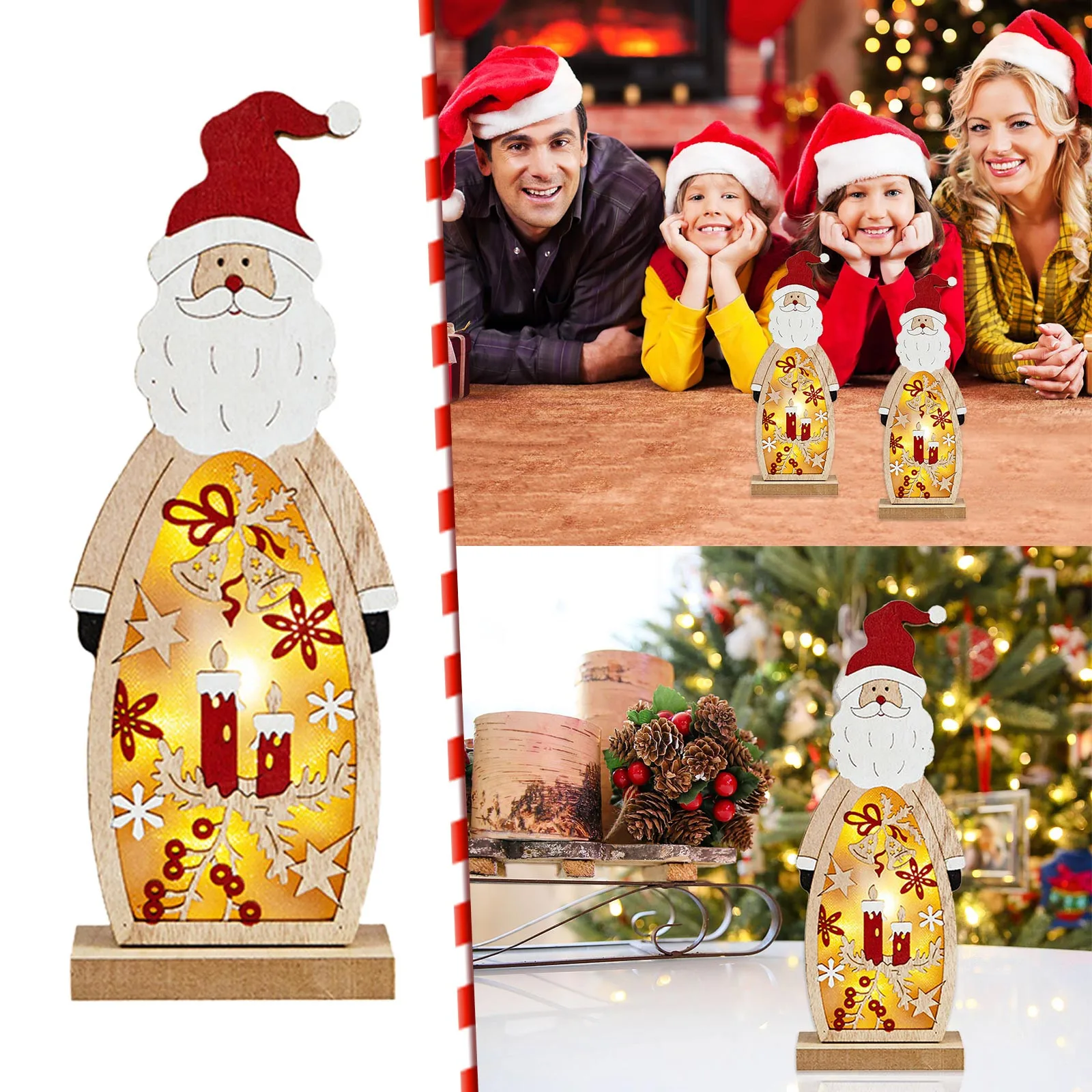 

Christmas Tree Ornaments Little Christmas Decorations Farmhouse Wooden Crystal Ornament Set Grill Ornaments for Christmas Tree
