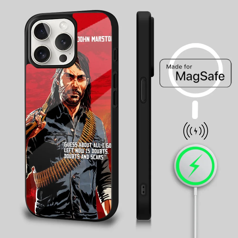 R-Red Dead R-Redemption RDR 2 Phone Case For iPhone 16 15 14 13 12 11 Plus Pro Max Mini Magsafe Magnetic Wireless Charging