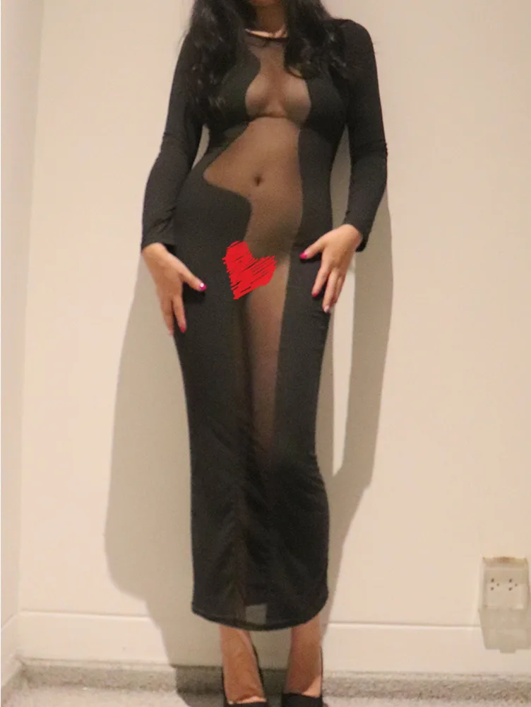 

Hot Sexy Korean Women Dresses Mesh Super Sexy Lace Slim Skinny Hot Sexy Maxi Long Dress Mesh Lace Transparent Y893