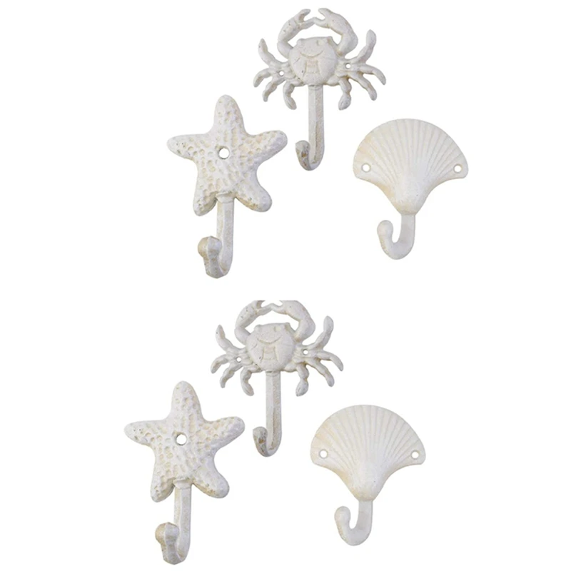 

Набор из 6 декоративных металлических крючков в виде морских звезд, морских ракушек, морских ракушек