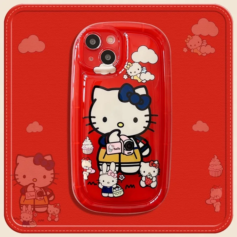 

Original Sanrio Hello Kitty Transparent Case For iPhone 14 13 11 12 Pro Max XS XR 8 Plus Cartoon Cute Soft Shockproof Cover Y2K