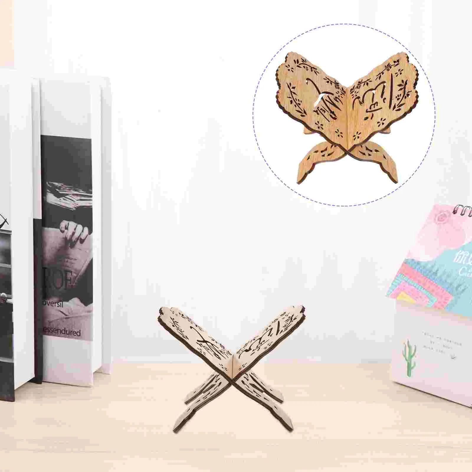 Beautiful Quran Book Stand Shelves Koran Household Holder Wooden White Bookshelf