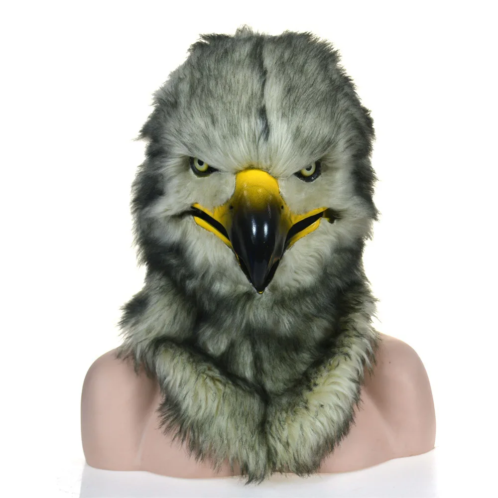 

Plush Animal Hood Halloween Gray Eagle White Eagle Mask Moving Mouth Men and Women